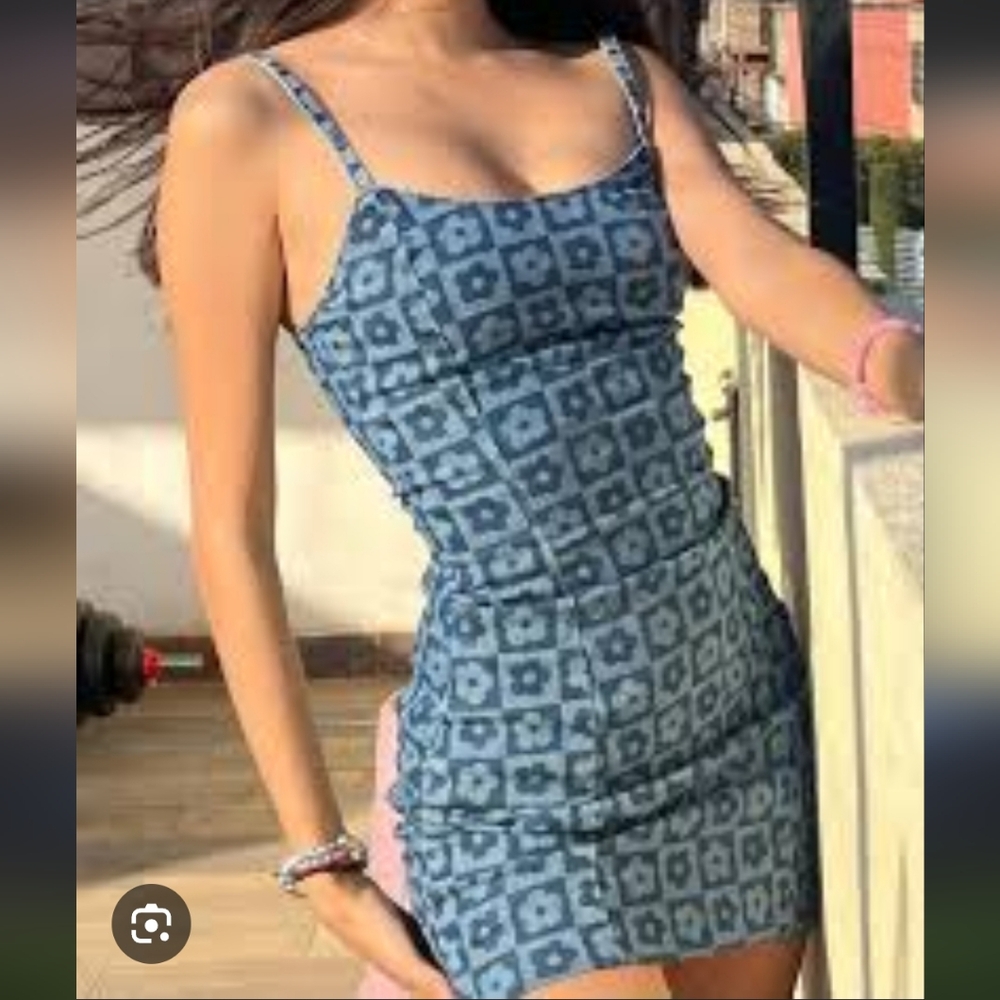 Blue Patterned Women's Dress